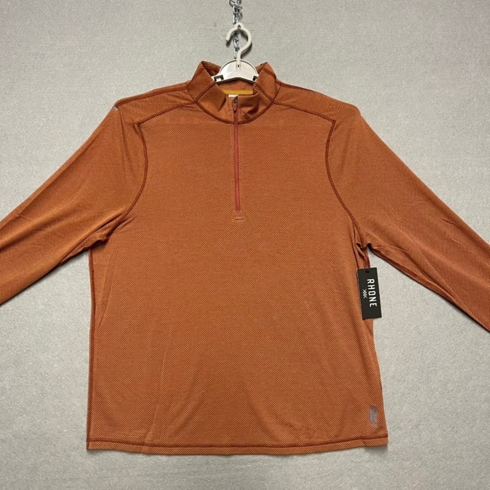 RHONE Sweatshirt Mens XL Orange Glacier 1/4 Zip Top Textured Golf Mock Neck NEW